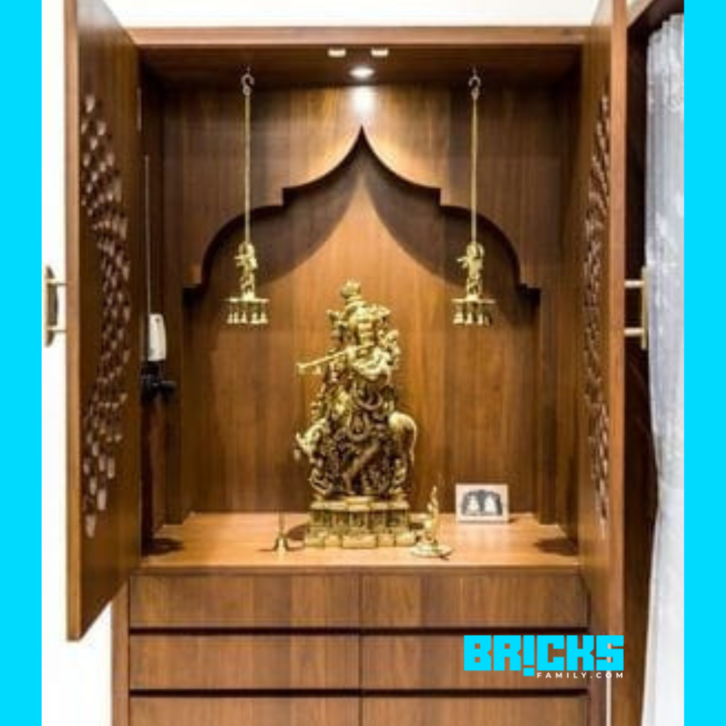 Transformed wardrobe into modern Pooja room design