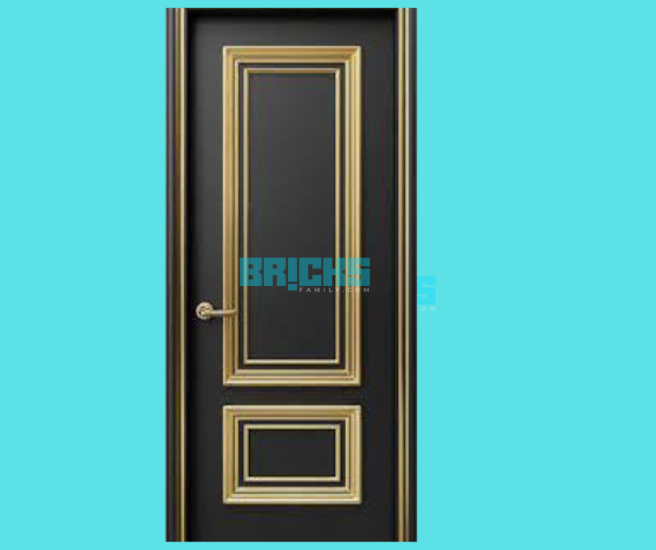 Black door golden handle wooden bedroom door