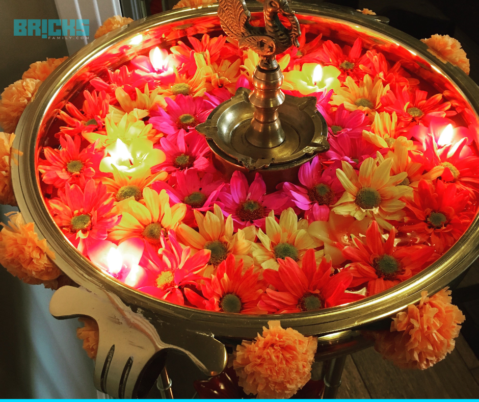 Keep a bowl of flower for Dussehra decoration