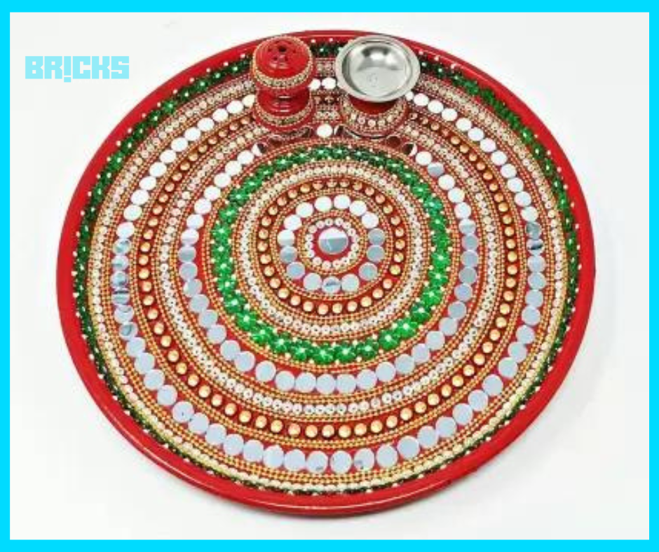 Karwa Chauth Thali Decoration With Mirrors 