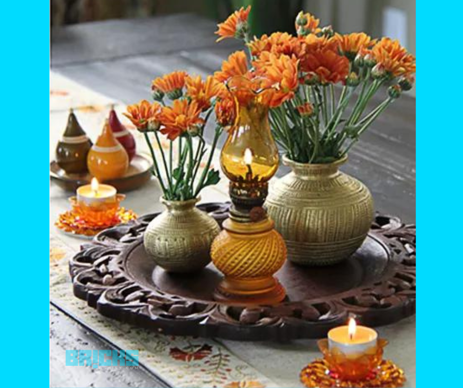 Place a colourful flower vase on the centre table