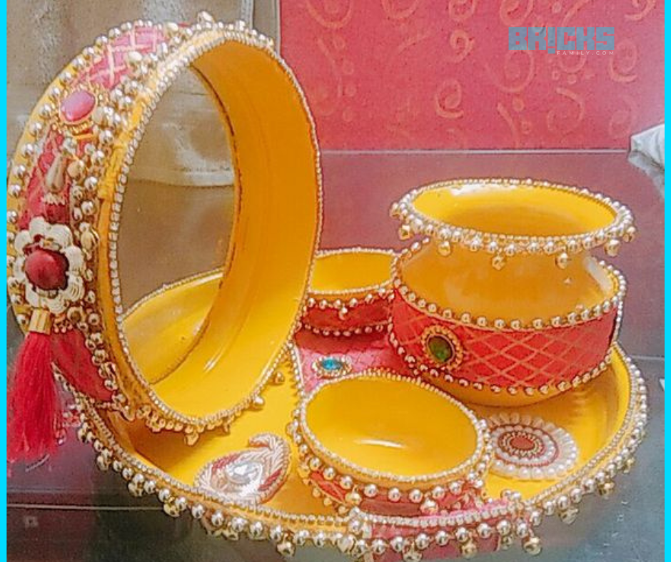 Karwa Chauth Thali Decoration Ideas With Pearl Beads