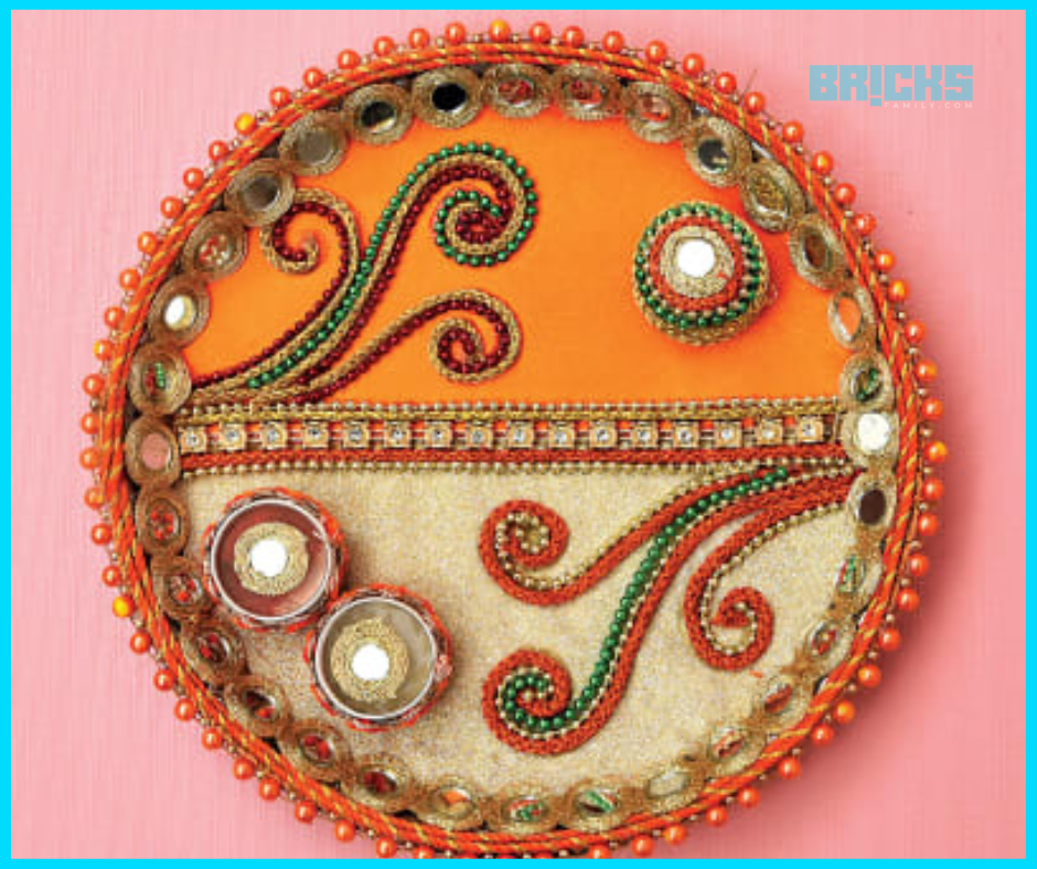 Karwa Chauth Thali Decoration Ideas With Mirrors