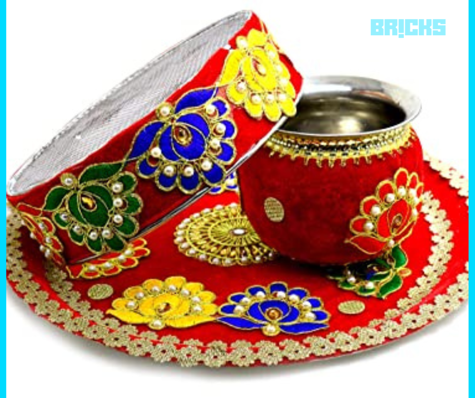 Karwa Chauth Thali Decoration Ideas With Velvet Fabric