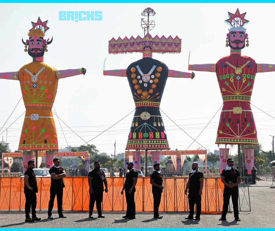 Huge effigies of Ravana, Kumbhkaran and Meghnath are burnt on Dussehra