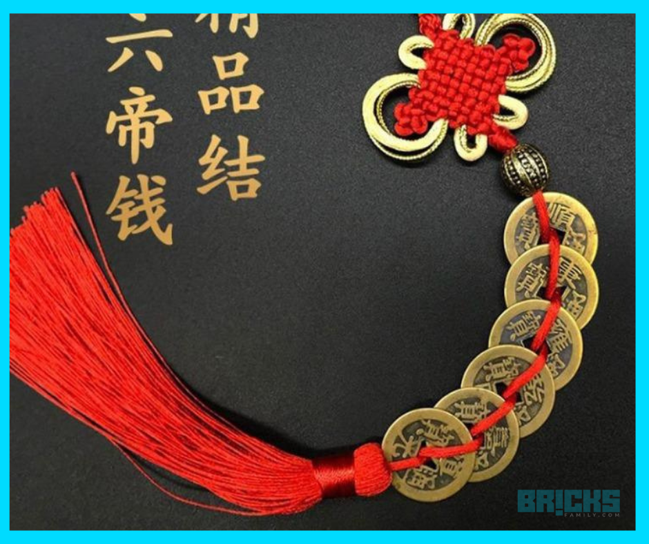 Chinese coins with red ribbons make for excellent feng shui home decor