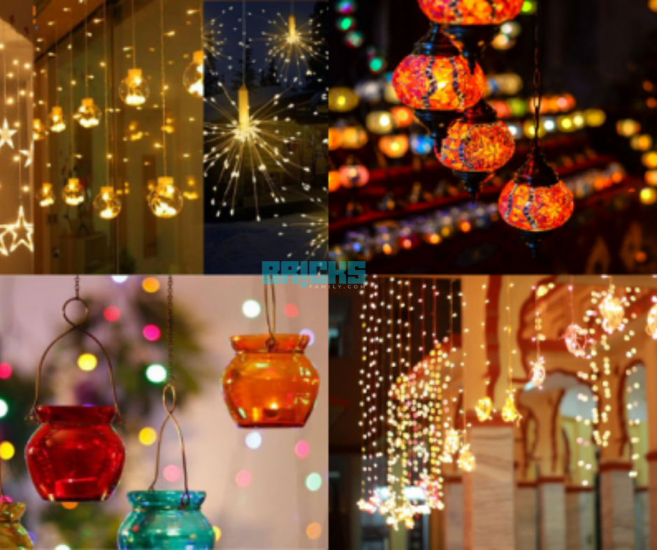 Dussehra decoration ideas involving string lights are sure to be a hit 