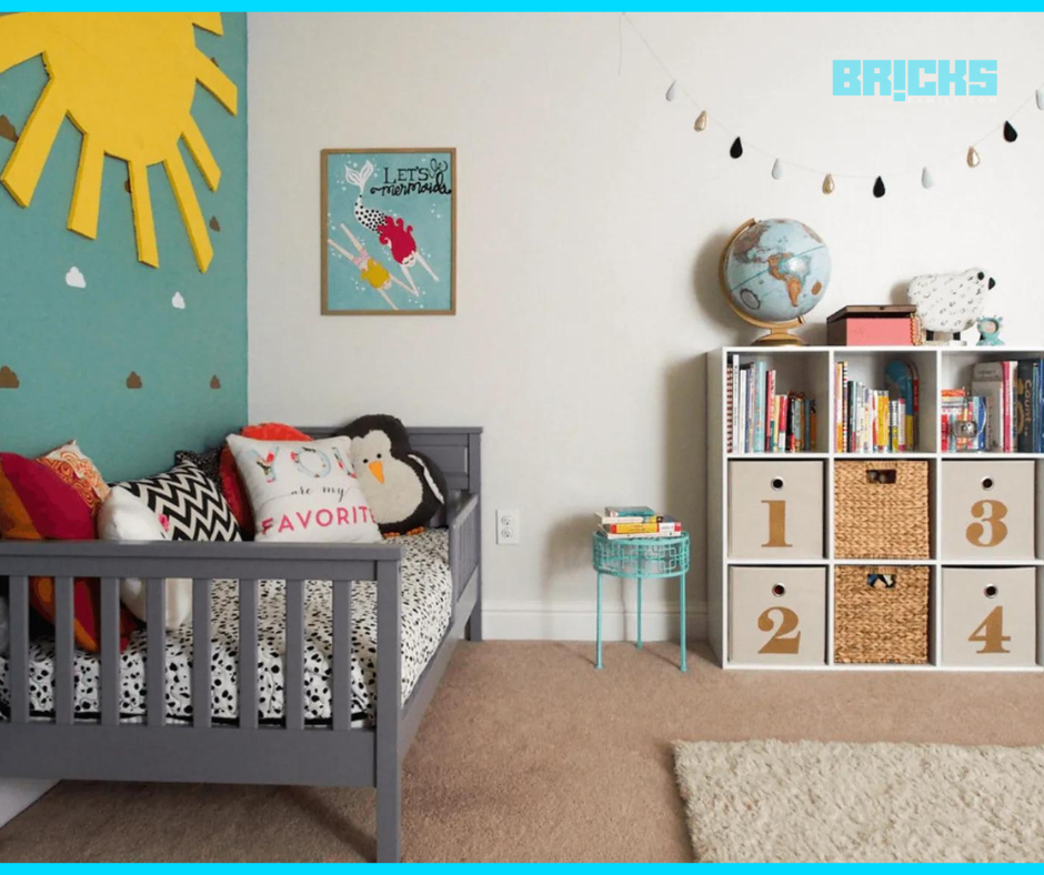 Kid's room with bed and study table, as per Vastu home design plan