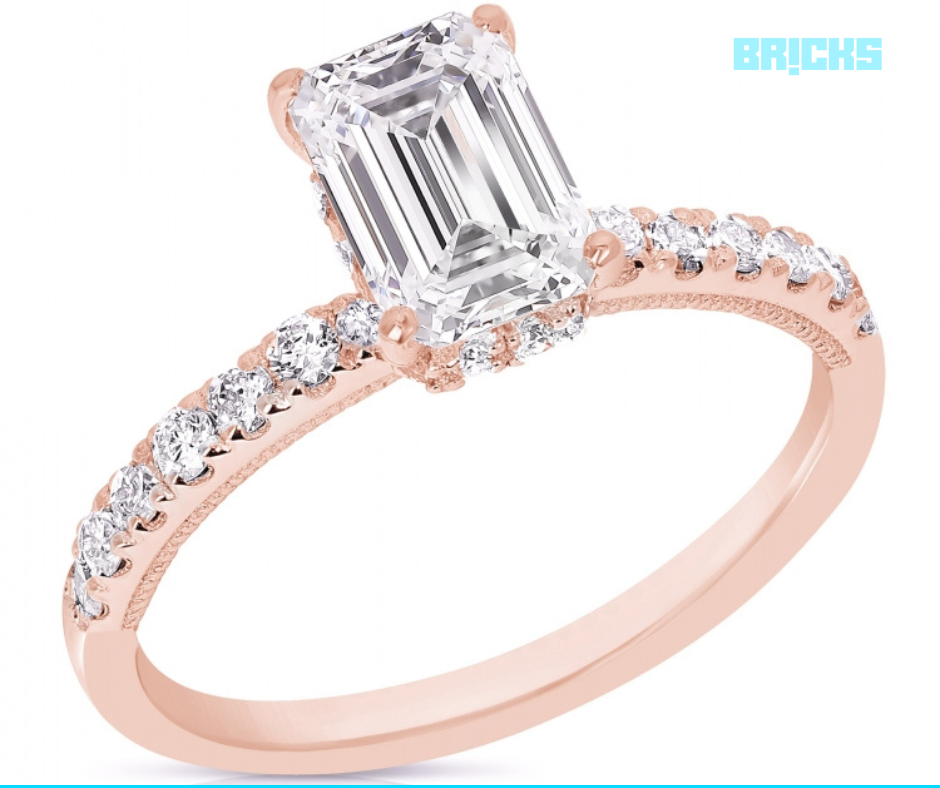 A bridal diamond ring in side stone ring design - can also be used as feng shui ring.