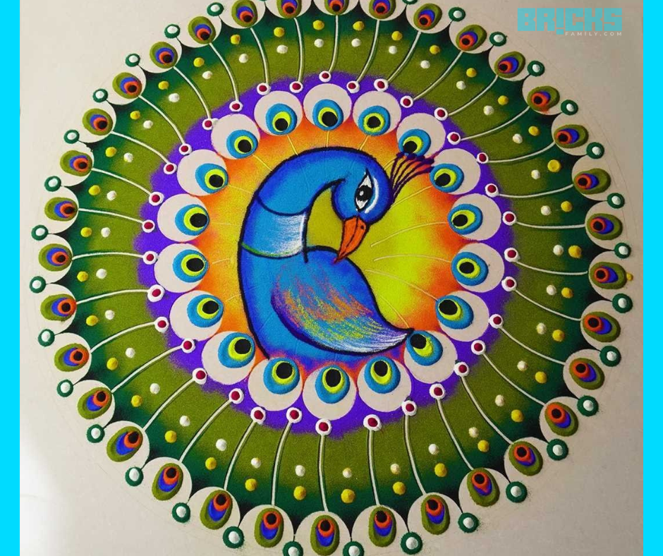 Simple Peacock Rangoli Design