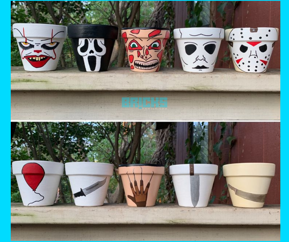 Monster faces are an offbeat technique for decorating your flower pot