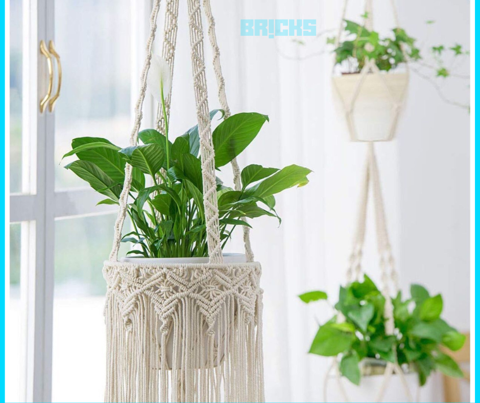 Macramé pot holder boho look