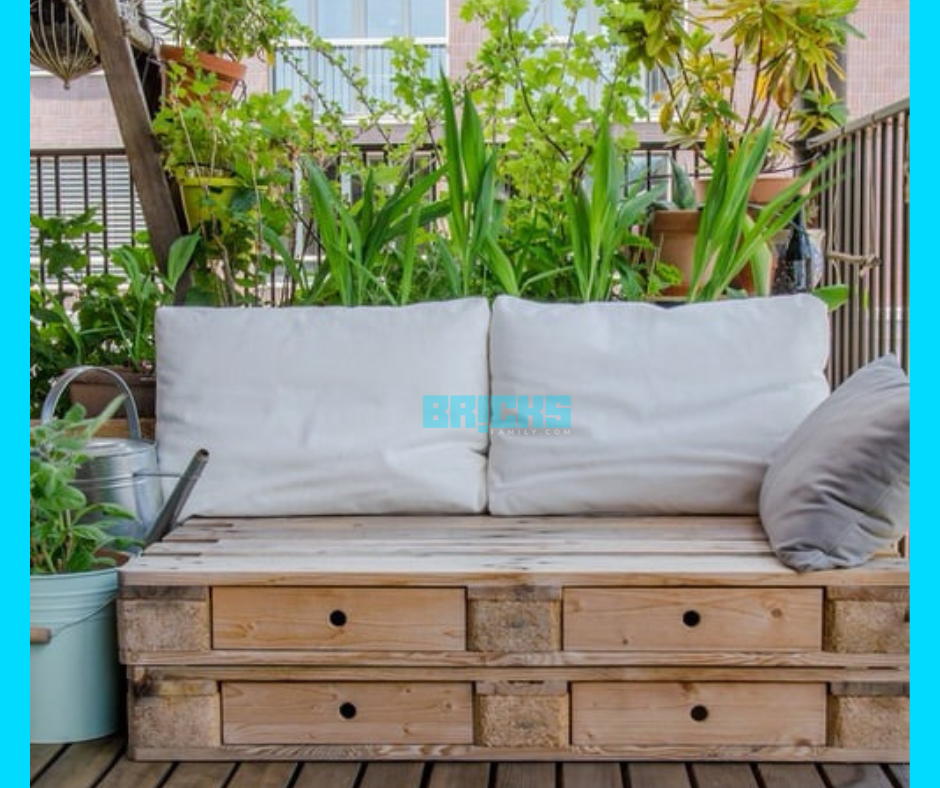 Wooden couch for balcony garden