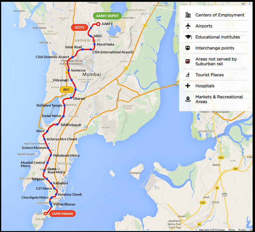 Mumbai Aqua Line Map