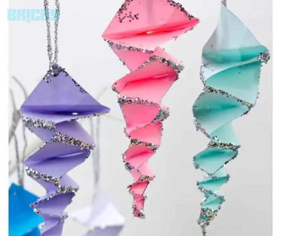 Christmas Celebration idea on a Budget for your Home: Folded paper Icicles 