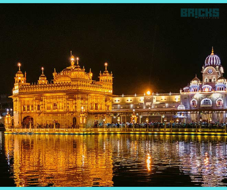  Golden Temple Shining with Lights at Night