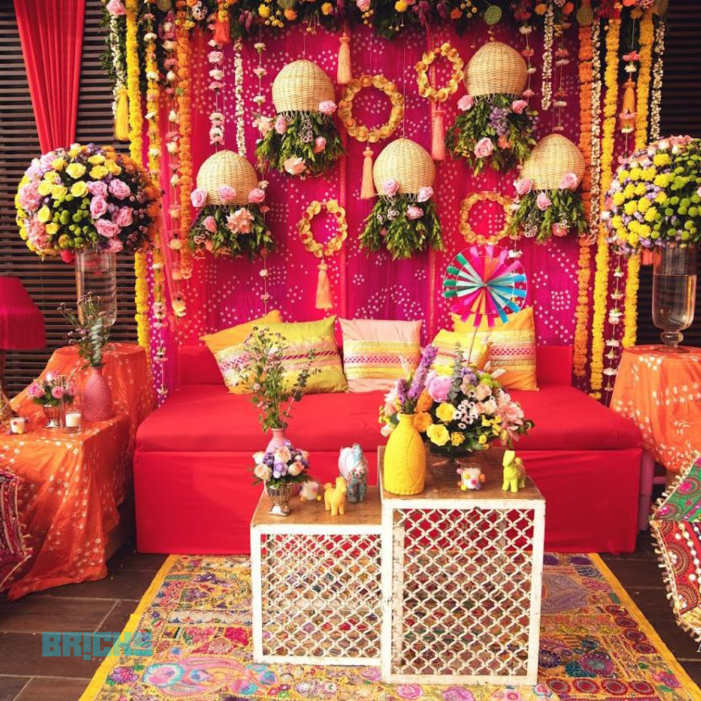 A mix of traditional and quirky haldi decorations