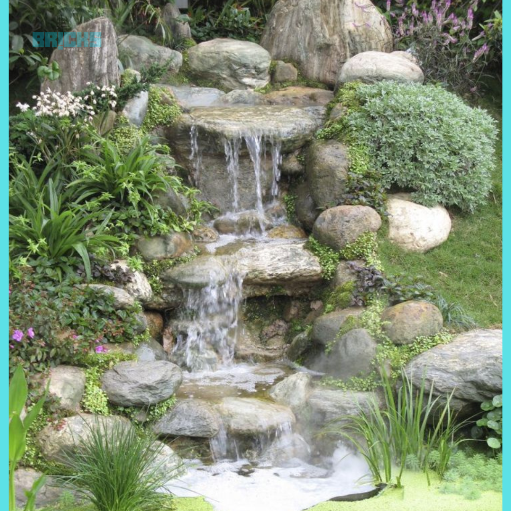 Water bodies in the house like a backyard waterfall add a rustic charm 