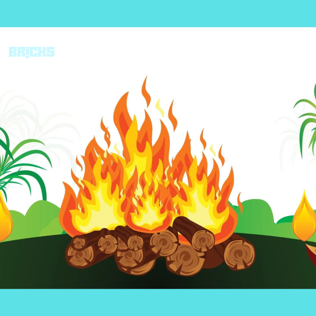 A beautiful Bhogi Pongal celebration taking place in South India - tamil pongal wishes.
