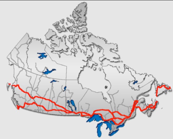 Map of Trans-Canada Highway Route 