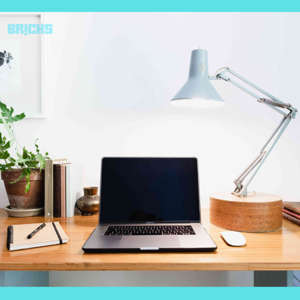 Office Workspace with a Lamp