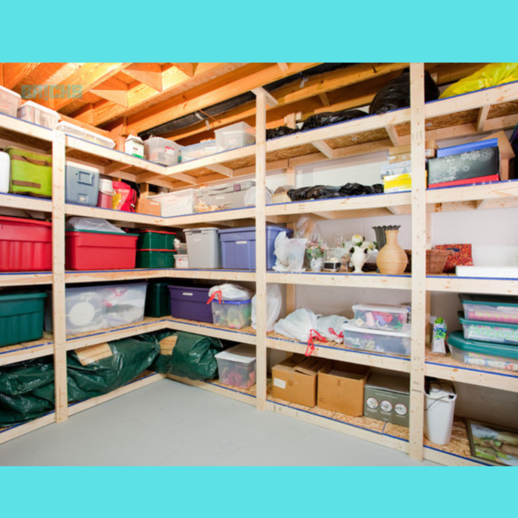 Use simple store room design ideas to convert your basement into a storage space (Source: Pinterest)