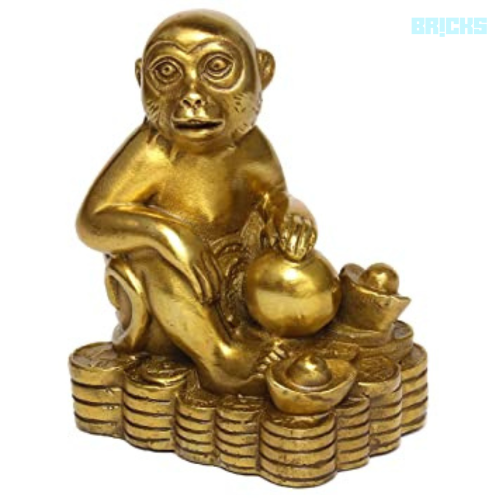 A golden statue of the Chinese monkey, one of the most loved feng shui animals