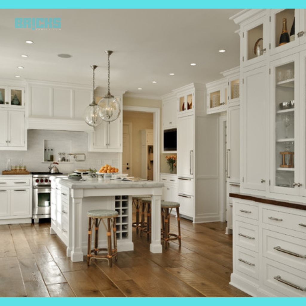 A stunning white kitchen that fits perfectly in a house designed as per feng shui rules