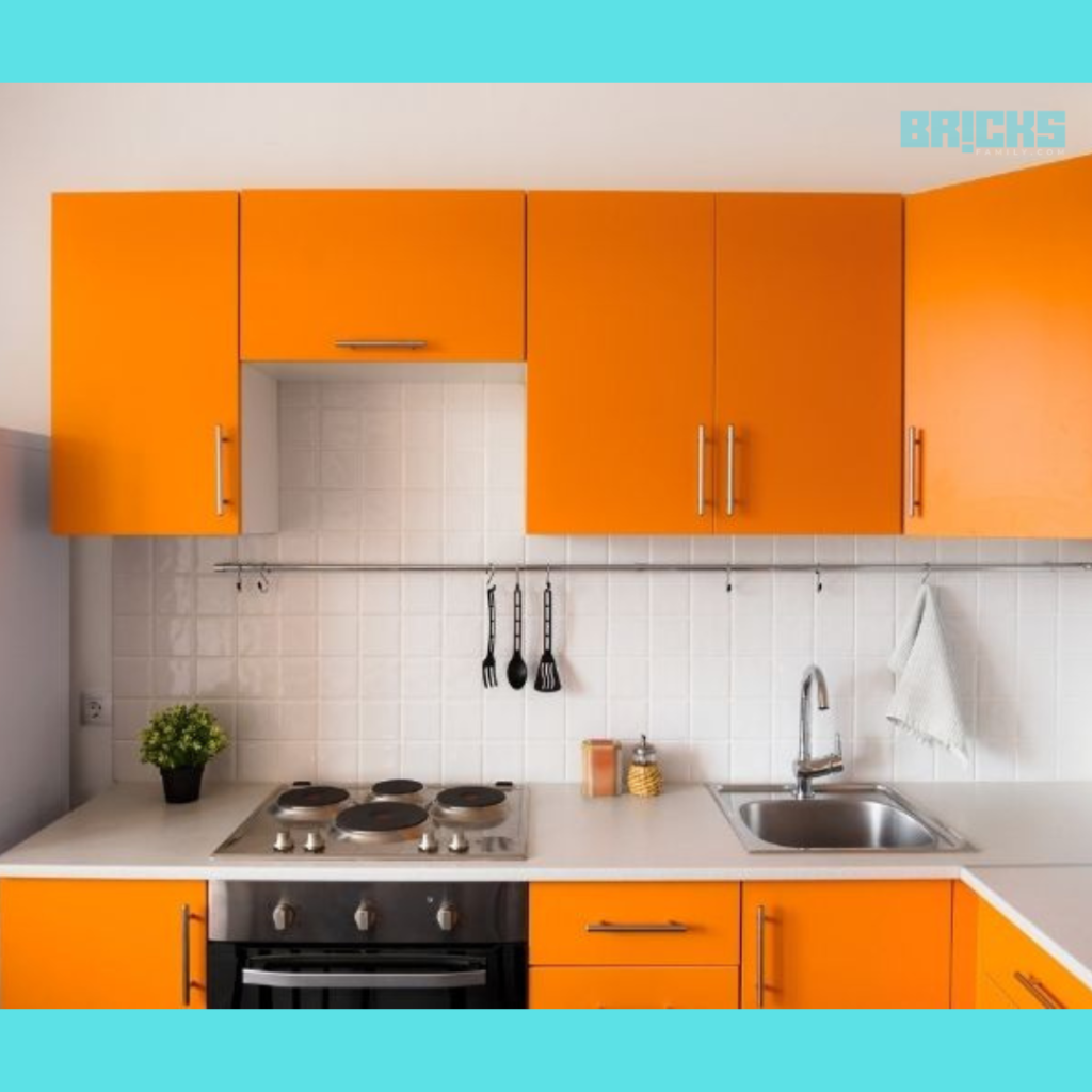 An orange feng shui kitchen works great if you are a home cook or a budding chef.