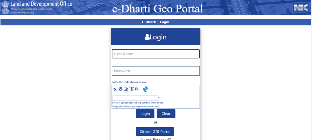 Home page of e Dharti Geo Portal