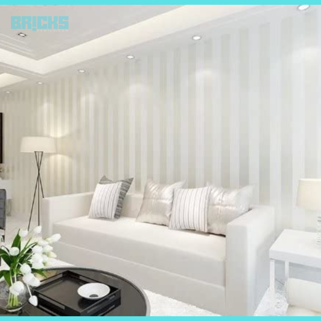 White Vastu wallpaper for the home, particularly the living room, makes the place more positive and happier