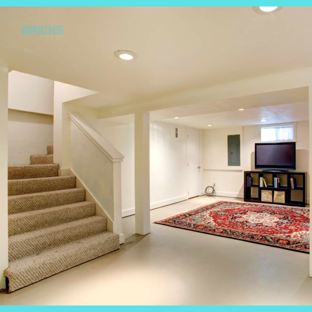 Basement with ceiling painted black (Source: Pinterest)