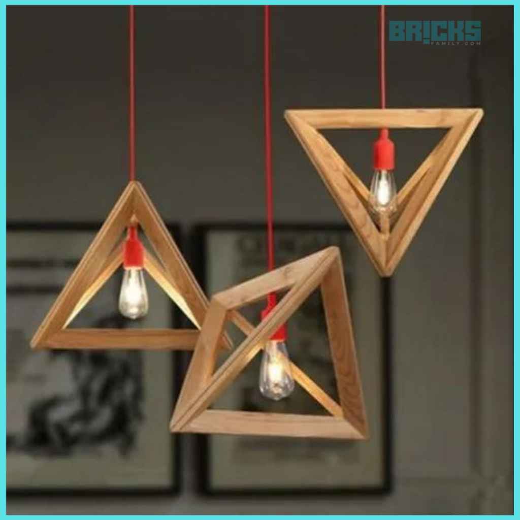 Triangular wooden cased lamps