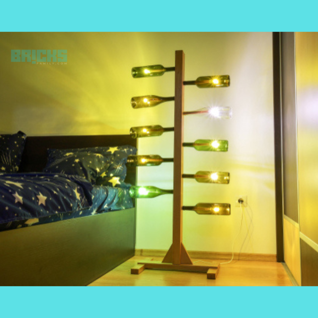 Glass bottle lamp stand in different colours