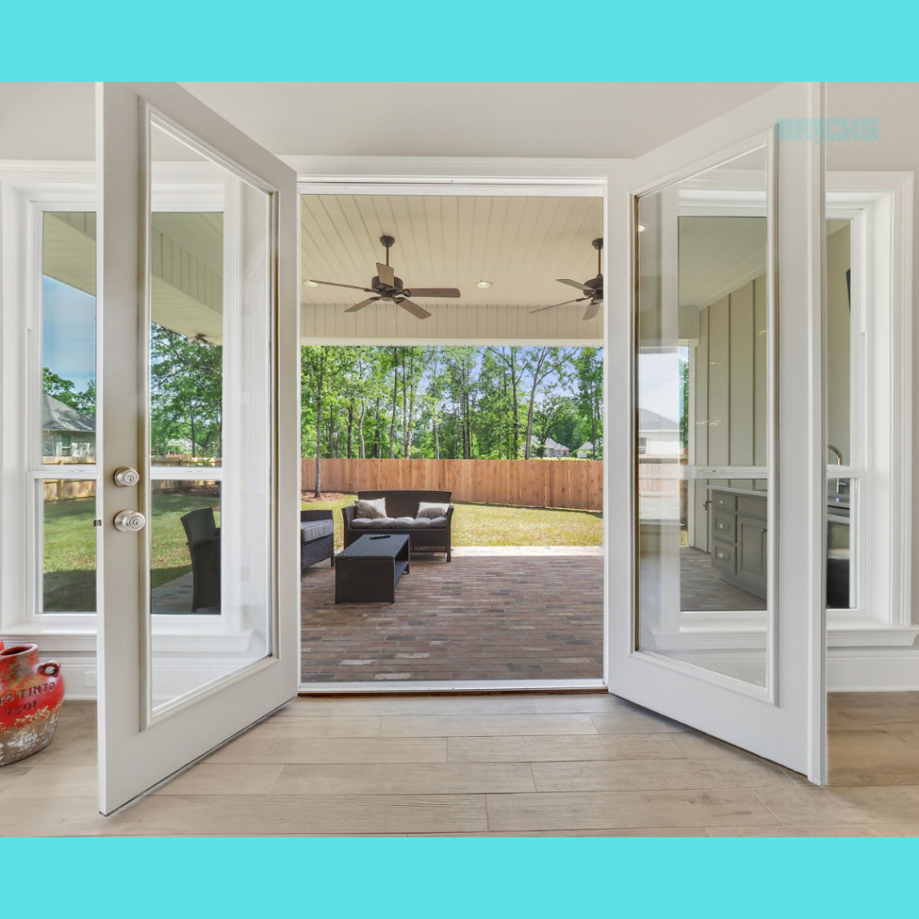 Glass and wooden double door for the back deck