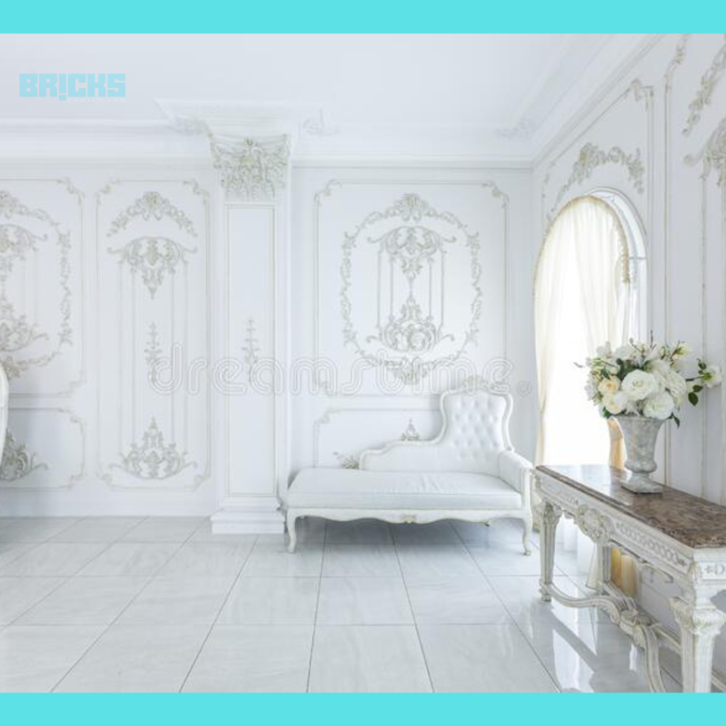 Simple white Baroque style walls exude class and elegance