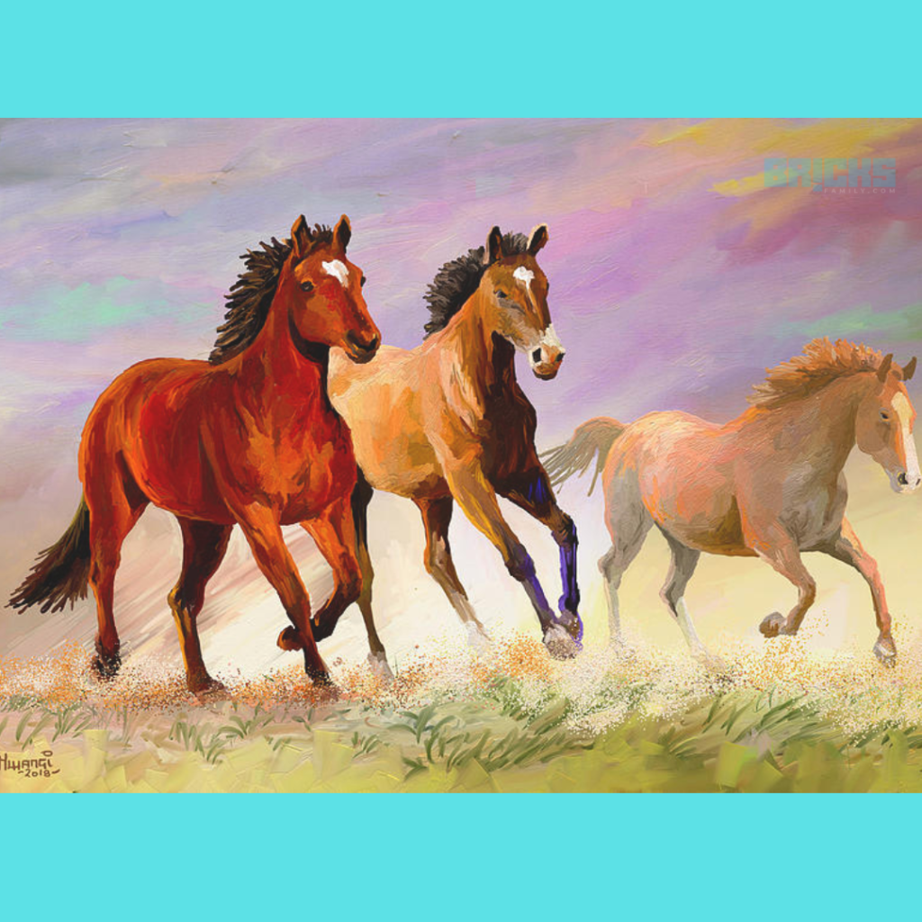 A painting galloping horses- perfect for your living room as per feng shui art
