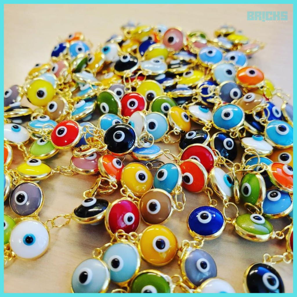 Evil eye charms are available in different colours