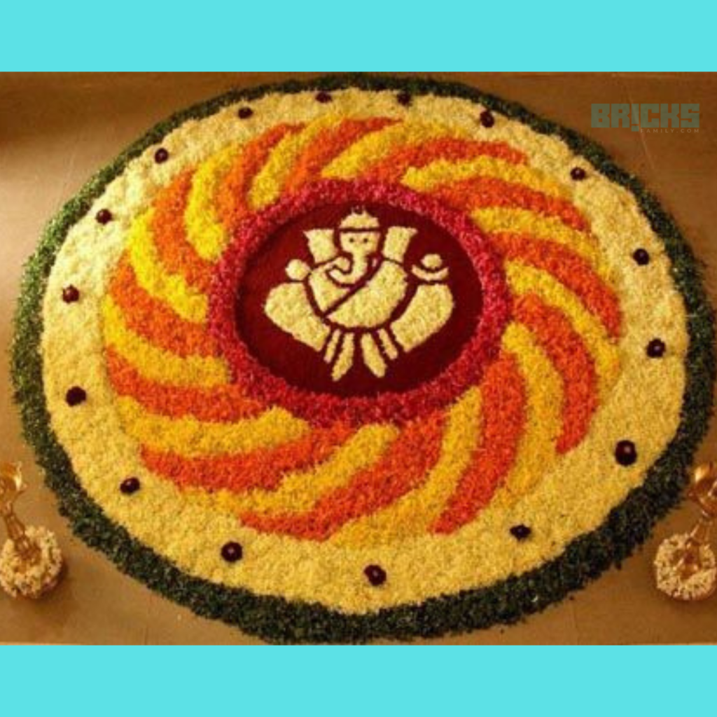 Ganesha Onam Pookalam Design looks divine and brings home prosperity 