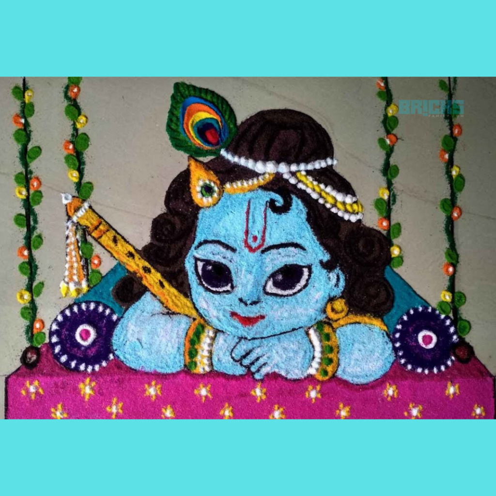 Krishna rangoli for Janmashtami celebrations