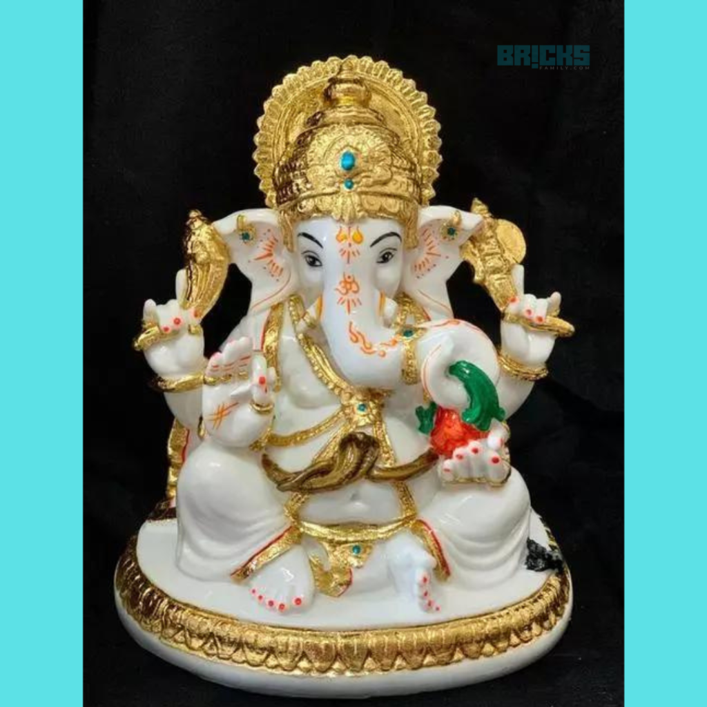 A white Ganesha murti brings peace and harmony to the house