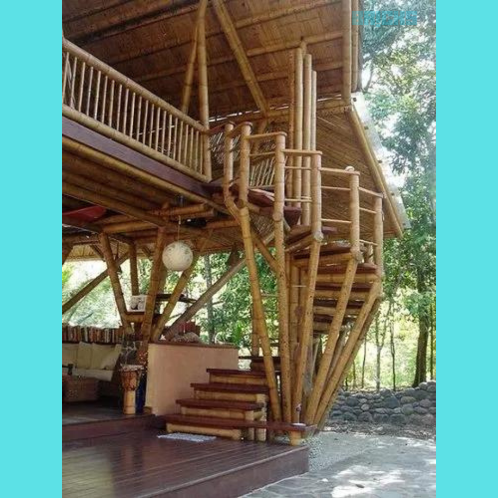 Staircase of bamboo house design