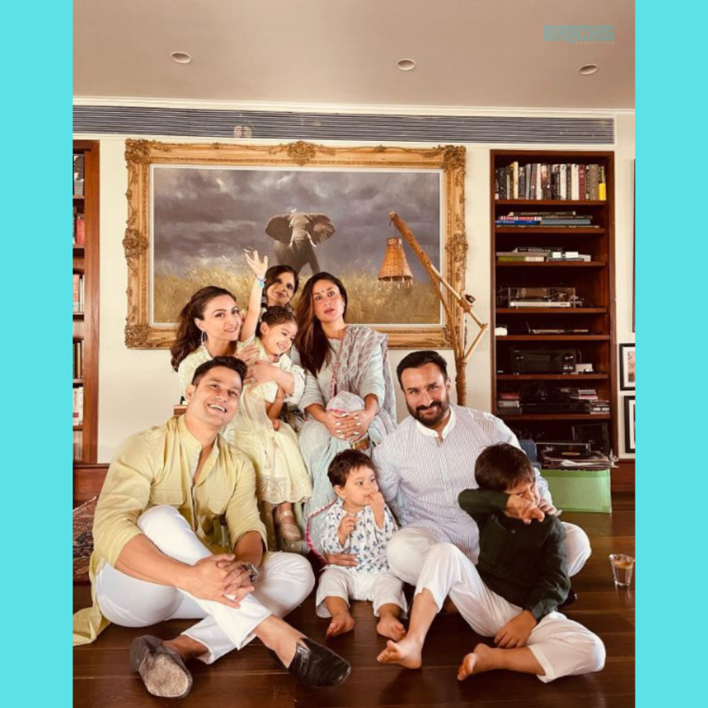 A family portrait inside Kareena Kapoor house library