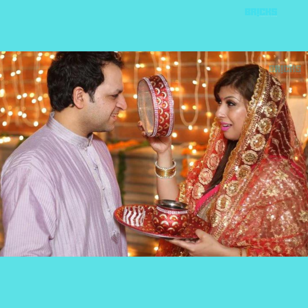 Karwa Chauth celebration with beautiful thali decoration
