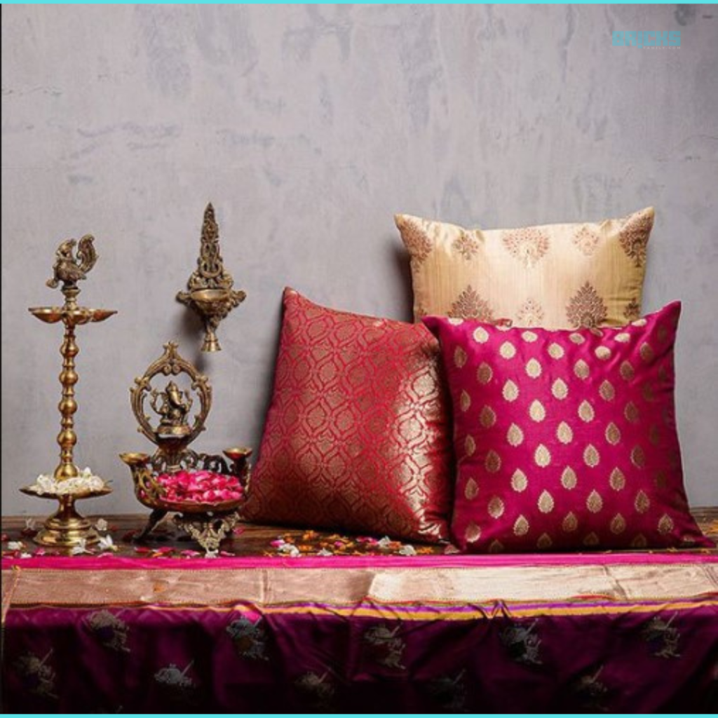 Festive cushions karwa chauth decoration ideas (Source: Pinterest)