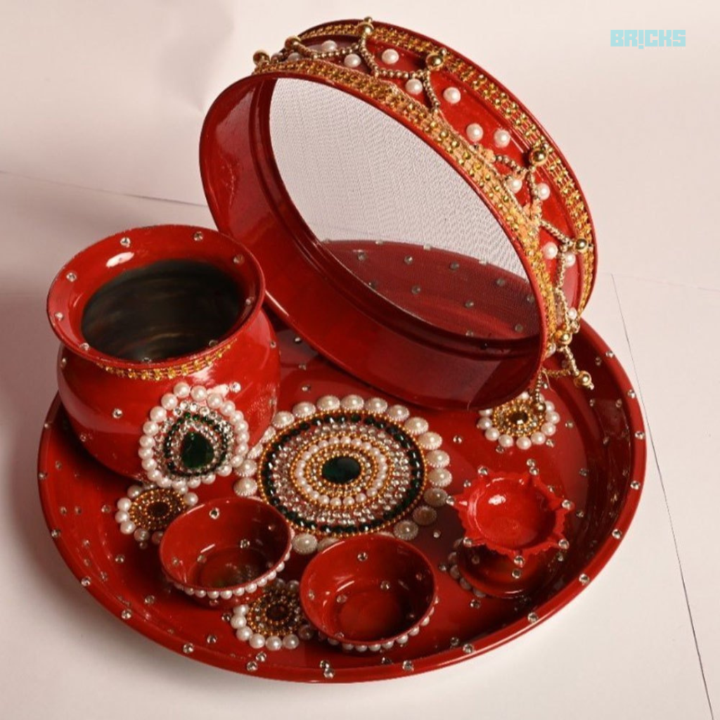 Karwa Chauth Thali Decoration with Paint