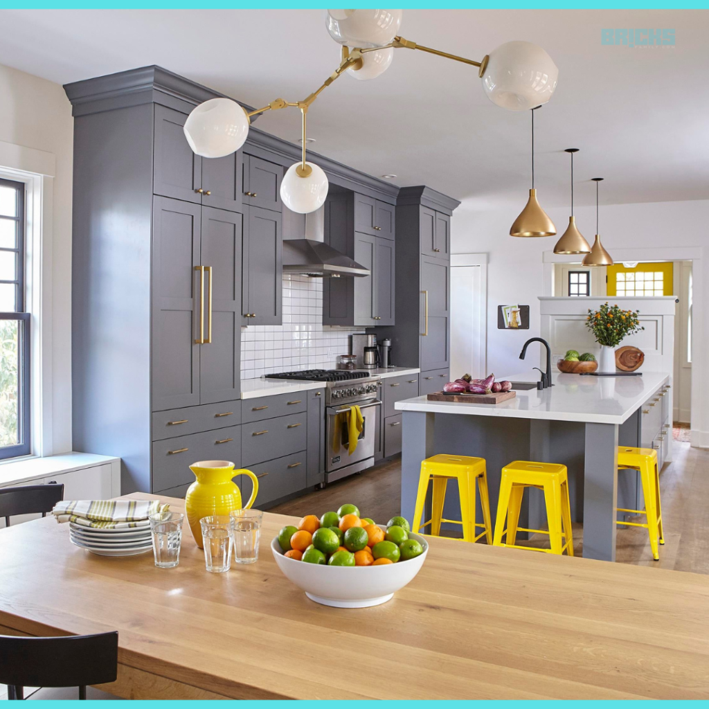 Infuse colour into your simple kitchen design with bar stools in a bright and cheerful hue