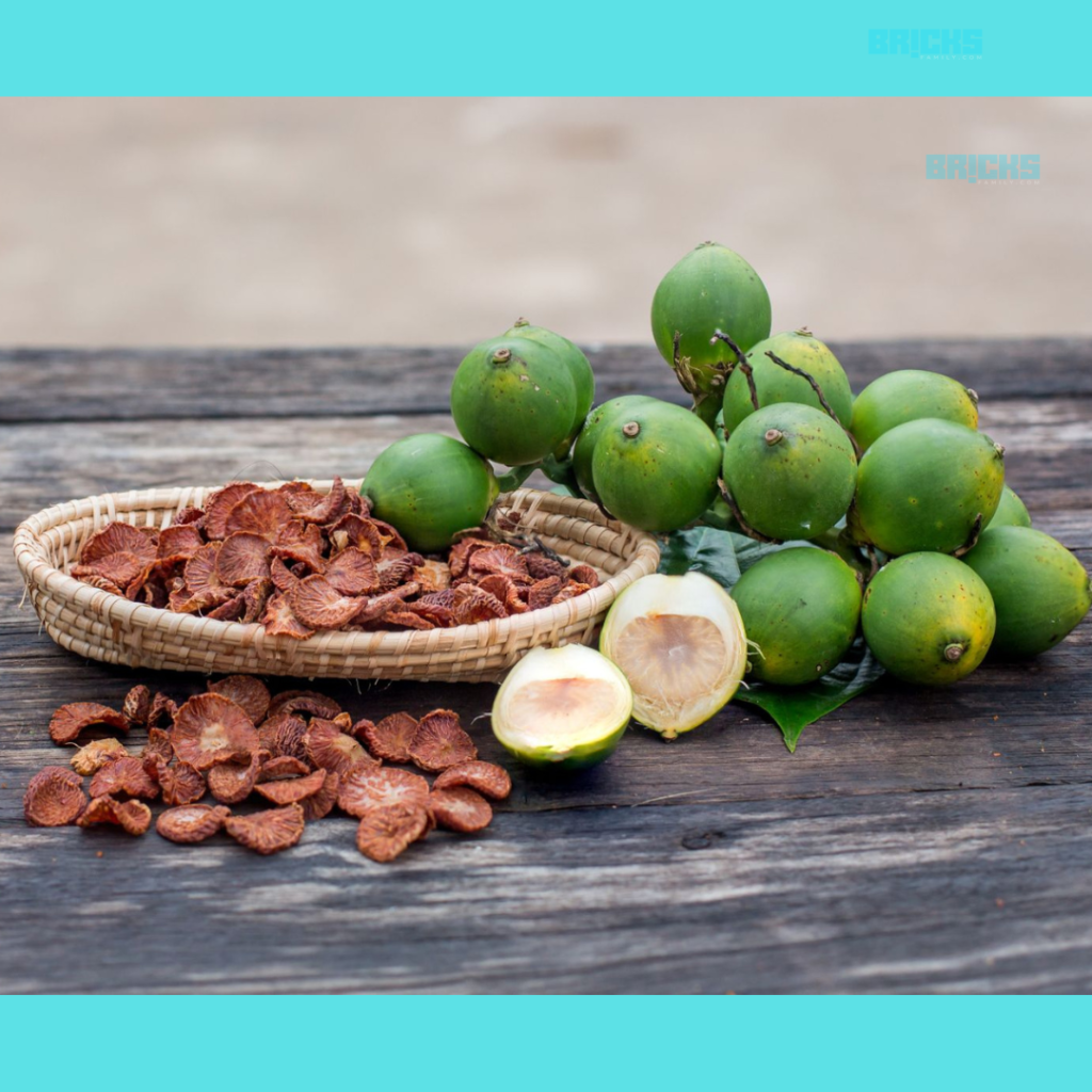 Dried Betel and Betel Nuts on the wood