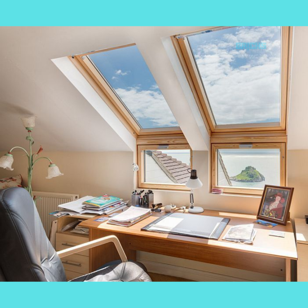 Study room design with skylight window