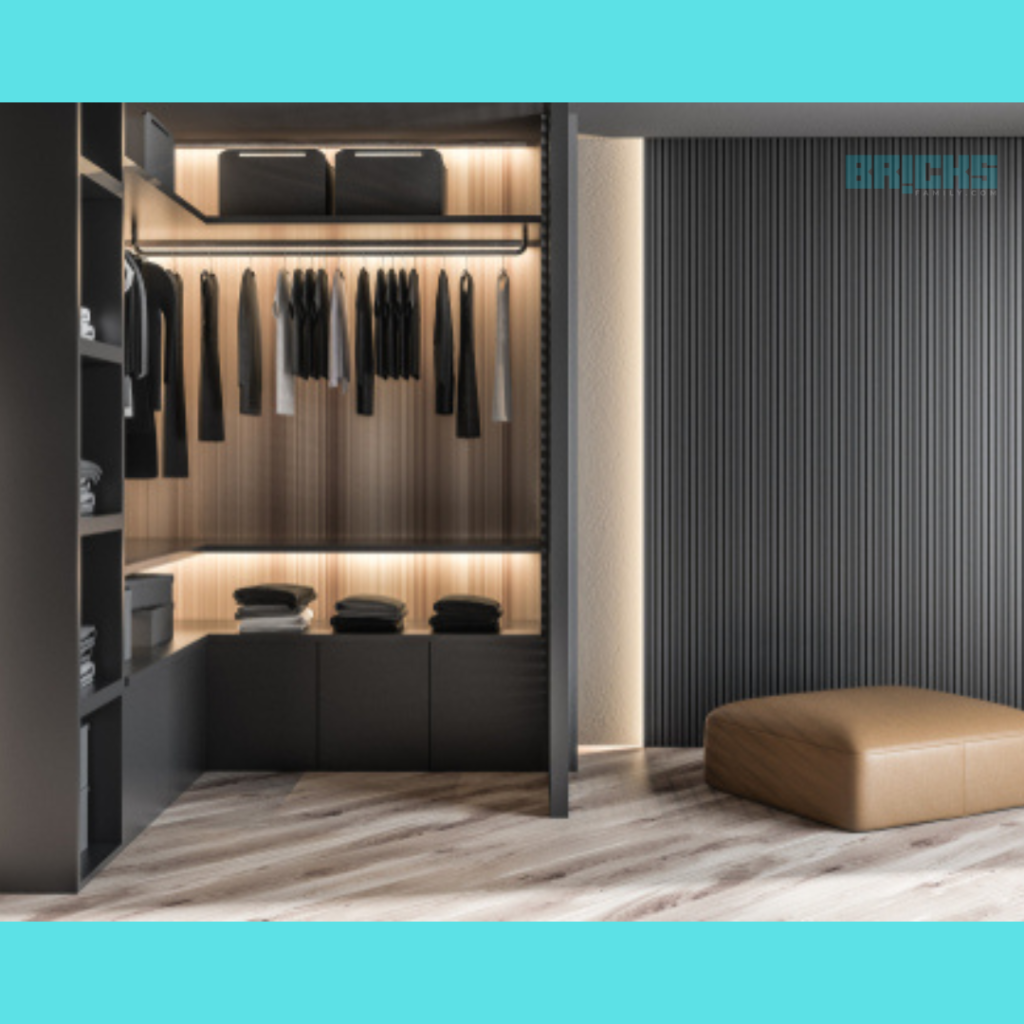 A Master Bedroom Wardrobe Design with Changing Area